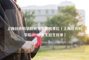 上海社会科学院研究生院报录比（上海社会科学院2021研究生招生目录）